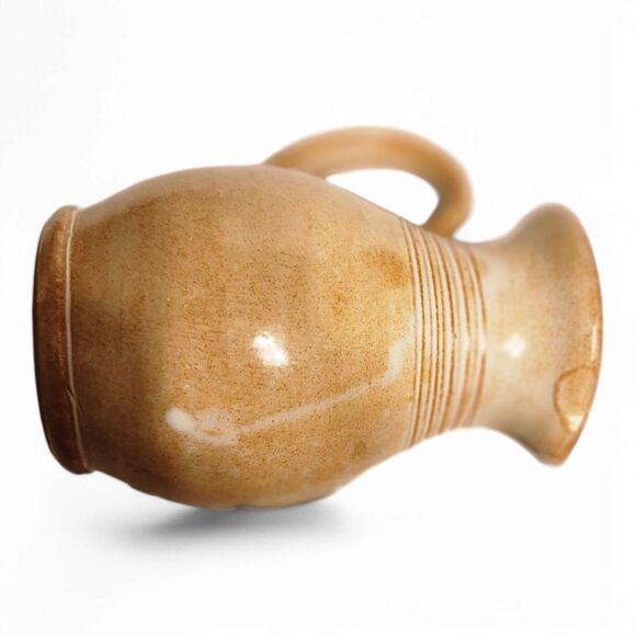 Vintage Hand-Painted Floral Pitcher Vase – Glazed Terracotta Clay Pottery, 6" H - Picture 9 of 9